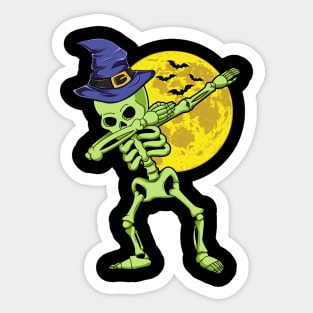 Dabbing Skeleton Witch Hat Halloween Costume Sticker